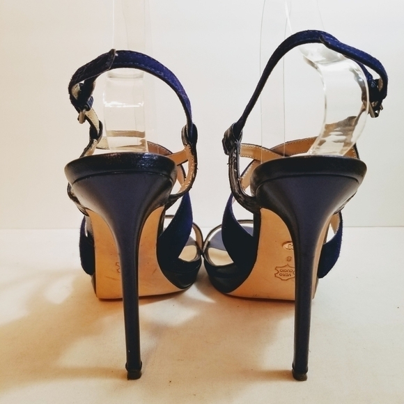 Charles David Purple Leather Strappy Ankle Heels 8 - Picture 4 of 8